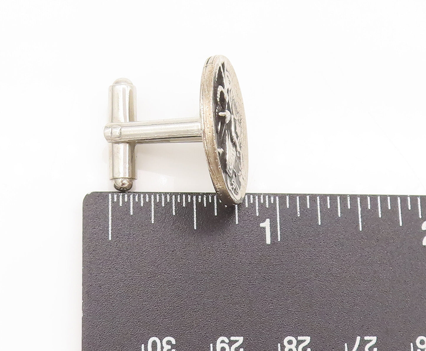 925 Sterling Silver Vintage Carved Car Button Like Round Cuff Links TR3520