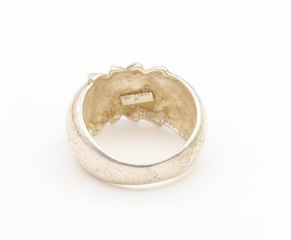 925 Sterling Silver Vintage Ring Two Tone Fluted Dome Band  Sz 6.5  RG36949