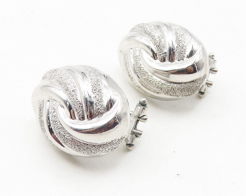 925 Sterling Silver  Shiny Polished Hollow Swirl Dome Drop Earrings  EG5677