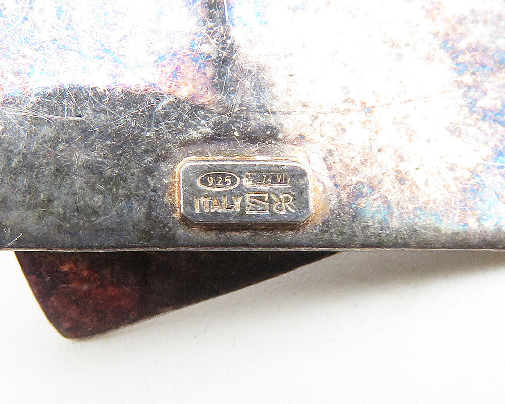 925 Sterling Silver  Vintage Modernist Oxidized Square Drop Earrings  EG5578