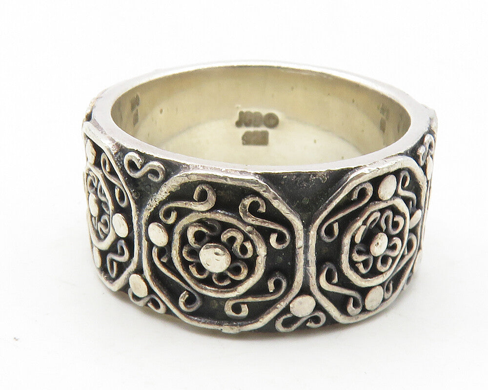 JANICE GIRARDI 925 Silver  Vintage Oxidized Swirl Band Ring Sz 7  RG11847