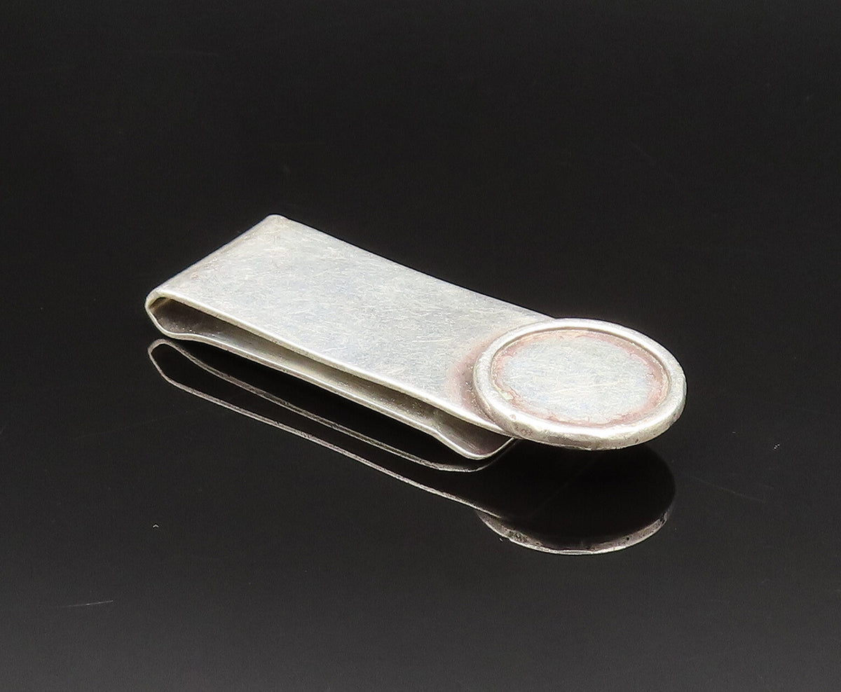925 Sterling Silver  Vintage Minimalist Circle Accent Money Clip  TR3405