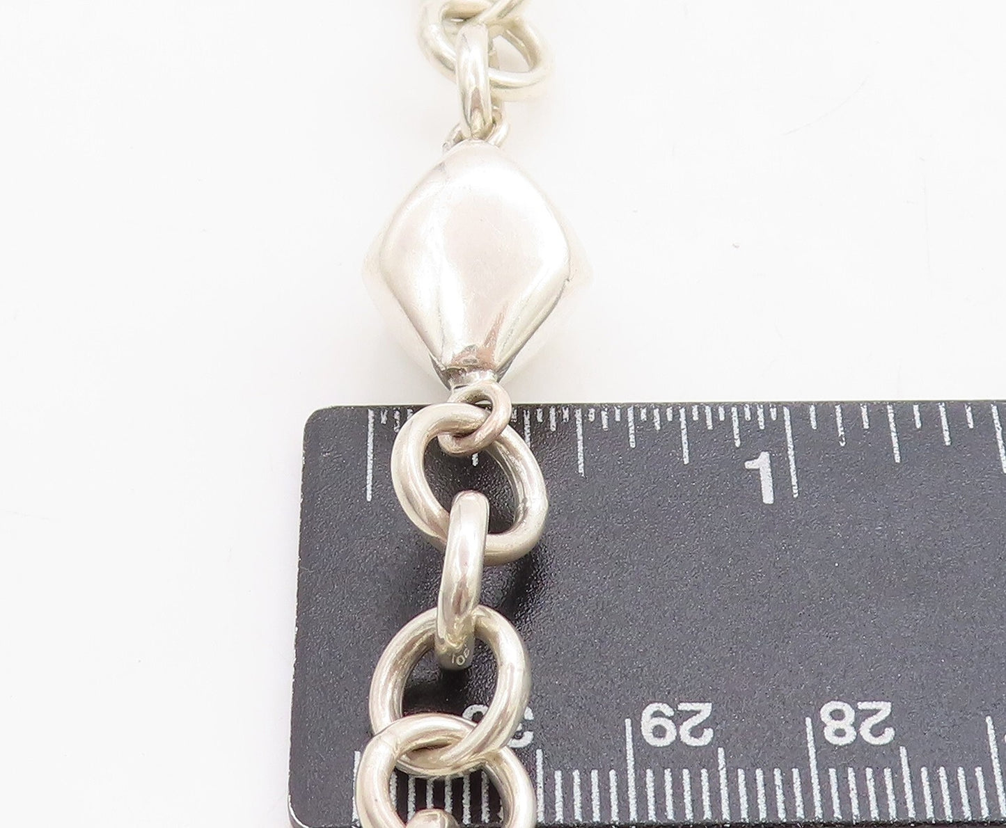 925 Sterling Silver Shiny Hollow Diamond Shape link Chain Necklace NE1743