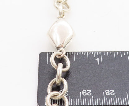 925 Sterling Silver Shiny Hollow Diamond Shape link Chain Necklace NE1743