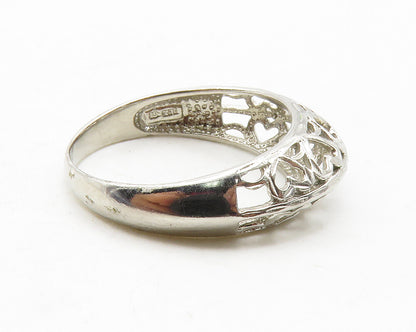 925 Sterling Silver Shiny Open Love Heart Dome Band Ring Sz 8 RG13514