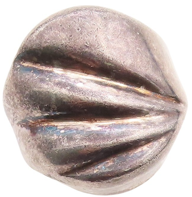 925 Sterling Silver Vintage Ring Dark Tone Puffed Grooved Design  Sz 7  RG31397