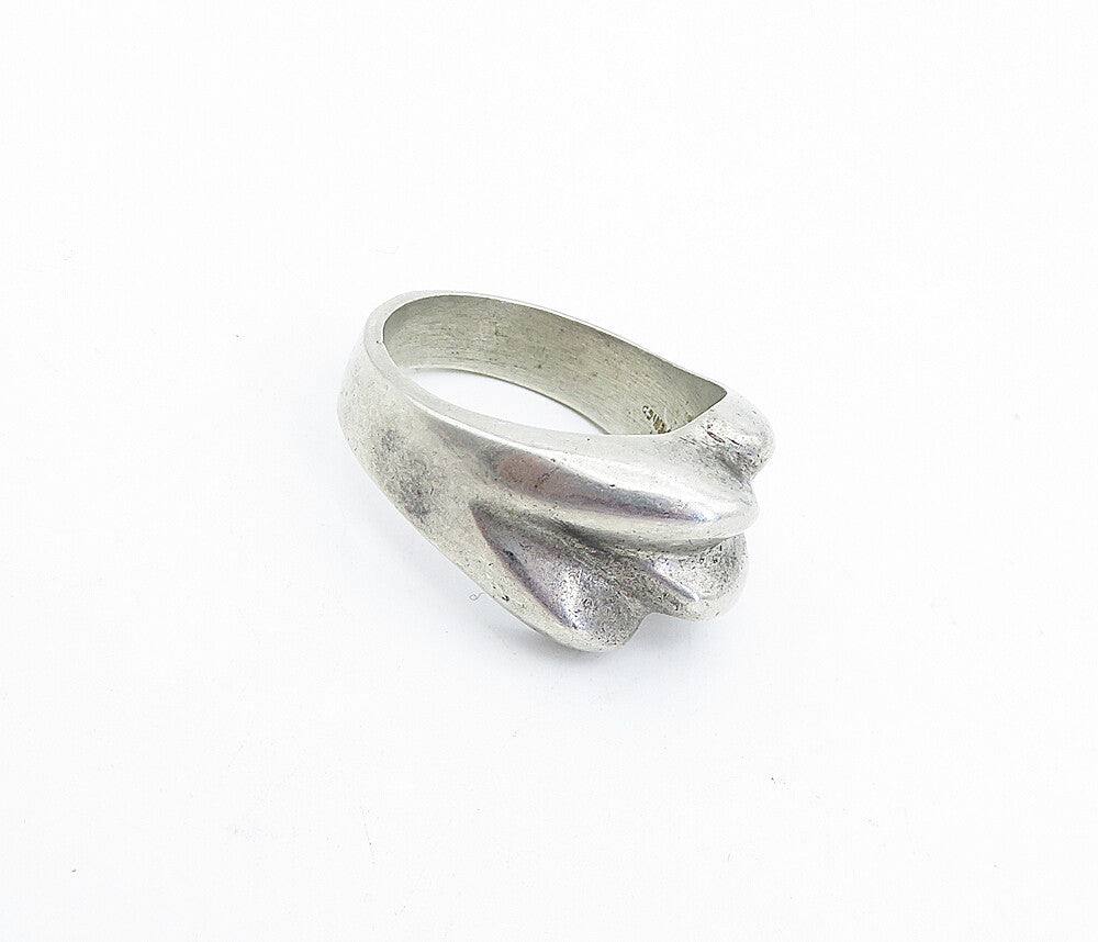 MEXICO 925 Sterling Silver  Vintage Sculpted Dome Band Ring Sz 10  RG3853