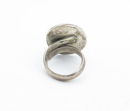 MEXICO 925 Silver  Vintage Turquoise Smooth Oval Cocktail Ring Sz 6  RG6942