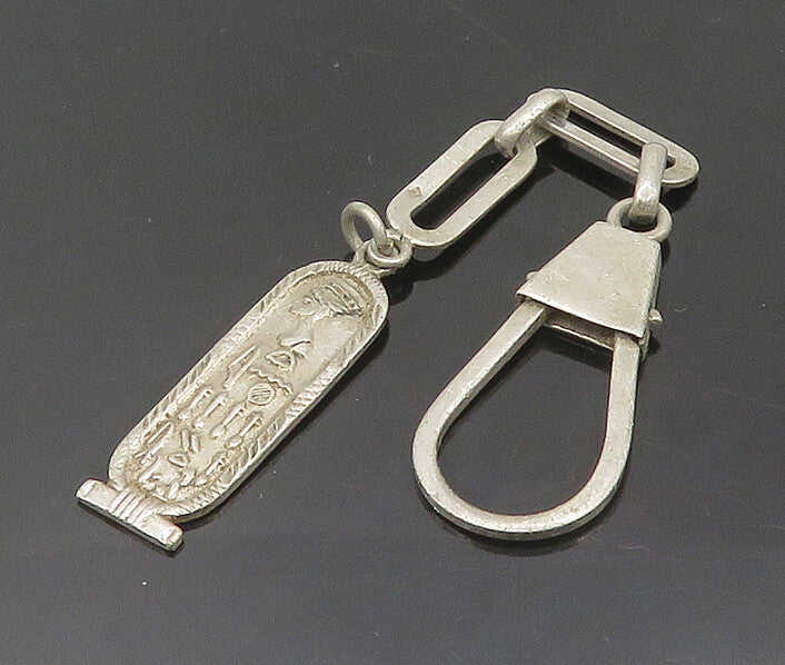 MIDDLE EAST 925 Sterling Silver Vintage Hieroglyphics Cartouche Key Chain TR2645