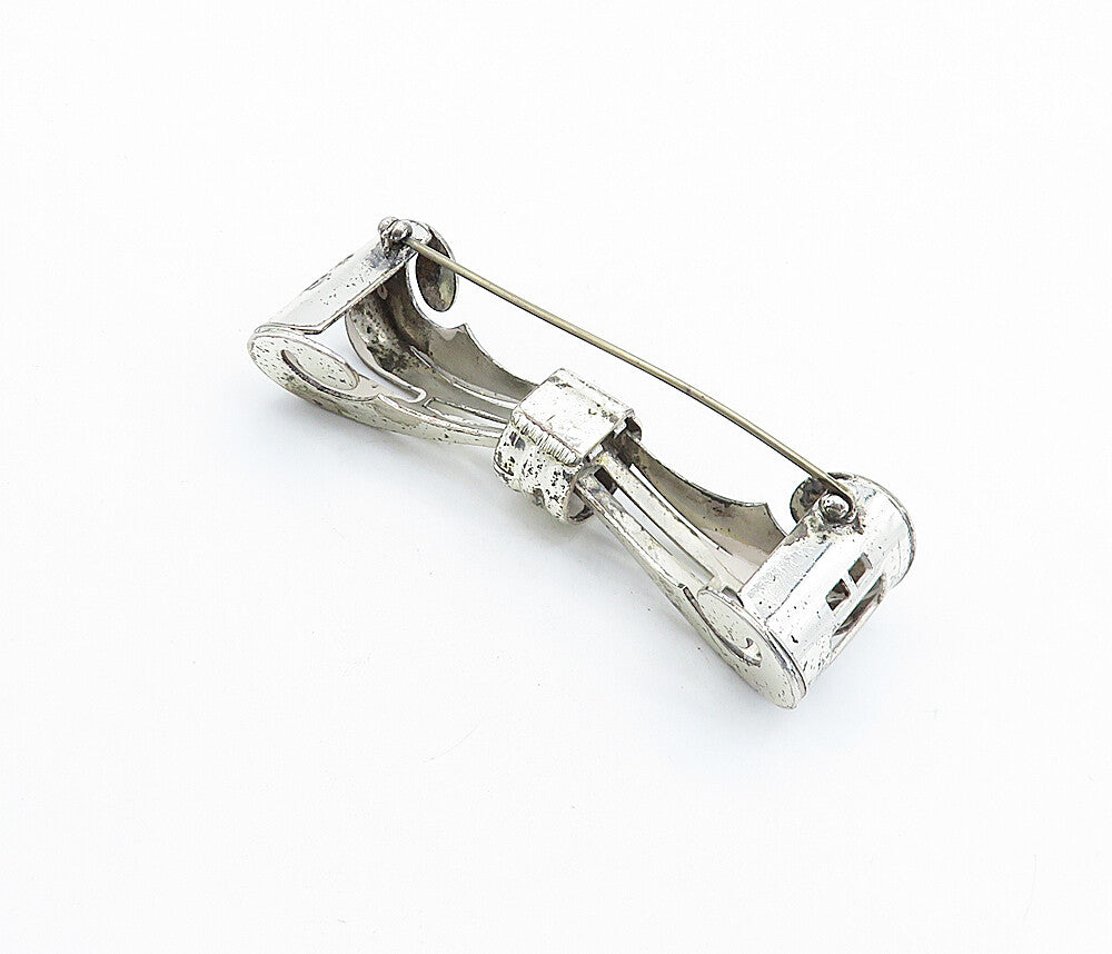 MONET 925 Sterling Silver  Vintage Shiny Modernist Bow Tie Brooch Pin  BP2422
