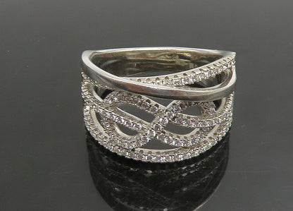 925 Silver   Vintage Shiny Topaz Infinity Split Shank Band Ring Sz 6  RG23364