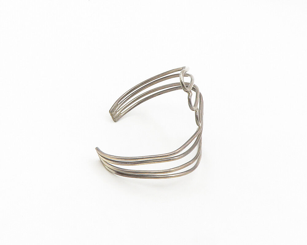 925 Sterling Silver  Vintage Angel Wings Split Bypass Cuff Bracelet  BT7112