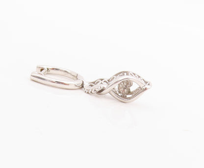 925 Sterling Silver Vintage Earrings Designer Cutout Diamonds Inlay  EG13255