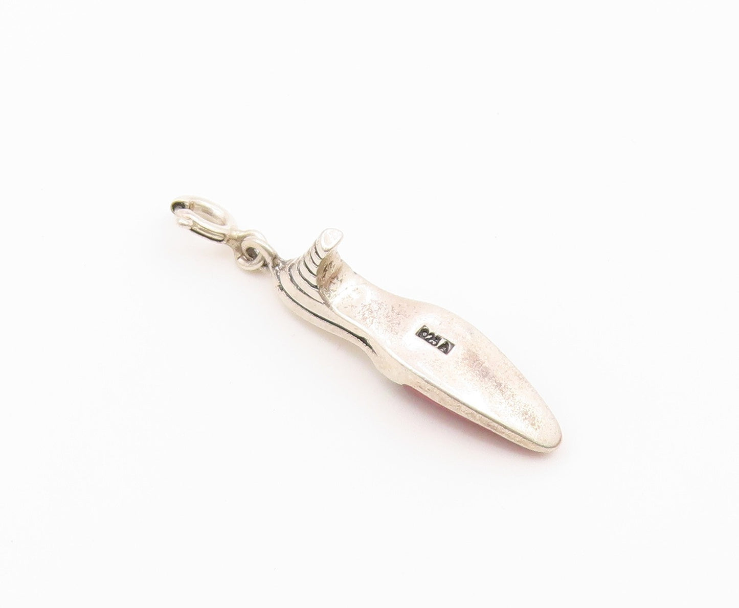925 Sterling Silver   Vintage Red Enamel High Heel Charm Pendant  PT20599
