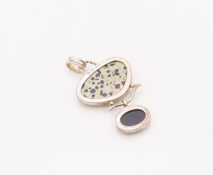 925 Sterling Silver Vintage Pendant WHITNEY KELLY Onyx And Marble  PT23543