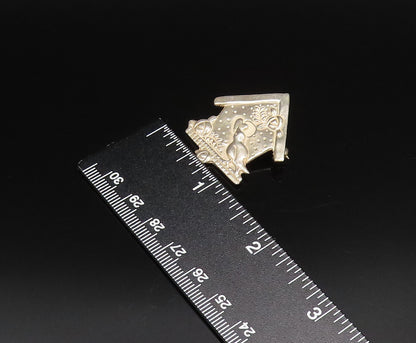MARY ENGELBREIT 925 Silver  Vintage Etched Birdhouse Brooch Pin  BP10015