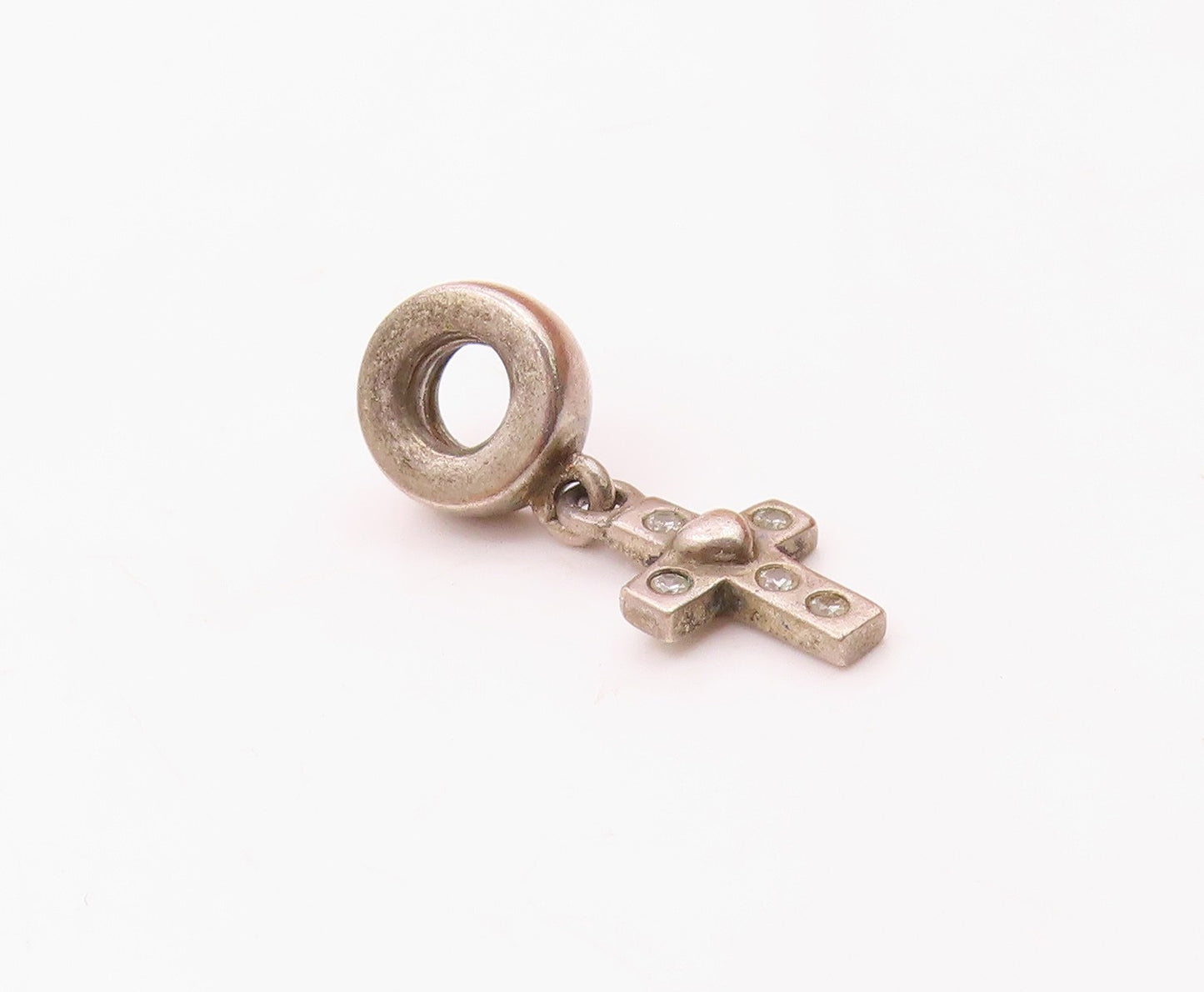 PANDORA 925 Silver  Vintage Cubic Zirconia Religious Cross Pendant  PT21468