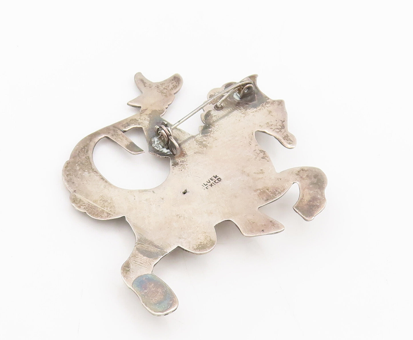MEXICO 925 Silver  Vintage Antique Jockey Riding Horse Brooch Pin  BP10488