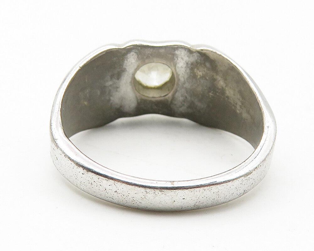 LIND 925 Sterling Silver  Vintage Cubic Zirconia Large Band Ring Sz 11 RG11672