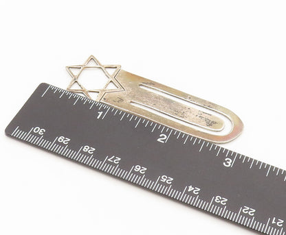 925 Sterling Silver  Vintage Stencil Cut Star Of David Solid Bookmark  TR3658