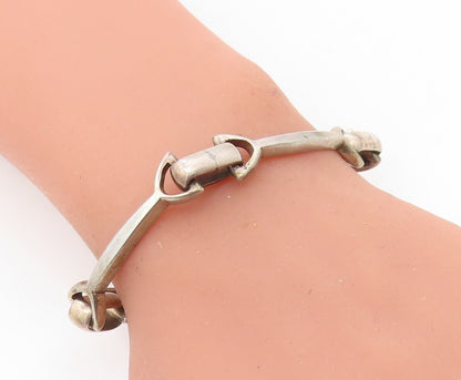 MIDDLE EAST 925 Silver  Vintage Dark Tone Bar Link Chain Bracelet  BT3027