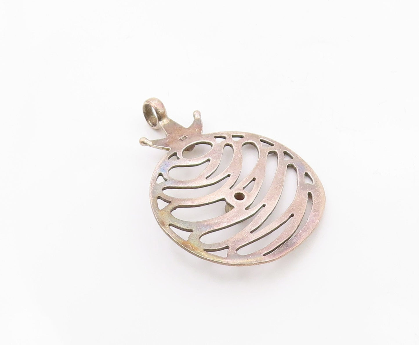 925 Sterling Silver  Vintage Citrine Pumpkin Motif Cut Out Pendant  PT20050