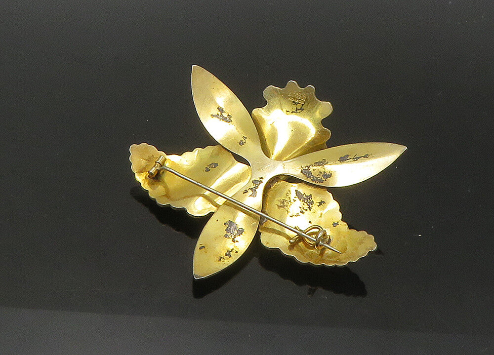 AKSEL HOLMSEN NORWAY 925 Silver  Vintage Enamel Flower Brooch Pin  BP8807