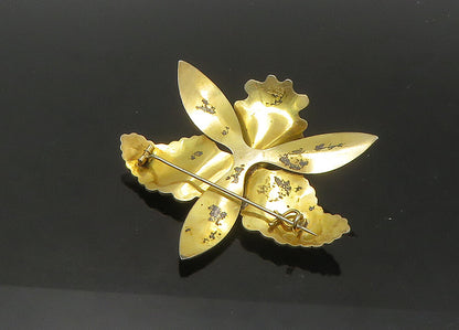 AKSEL HOLMSEN NORWAY 925 Silver  Vintage Enamel Flower Brooch Pin  BP8807