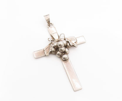 925 Sterling Silver Vintage Pendant TAXCO Grapevine Religious Cross  PT24948