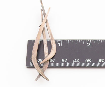925 Sterling Silver Vintage Brooch Pin Modernist Sculptural Ribbon Wave  BP12614