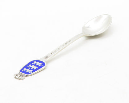 DENMARK 925 Sterling Silver  Vintage Blue Enamel Souvenir Tea Spoon  TR1971