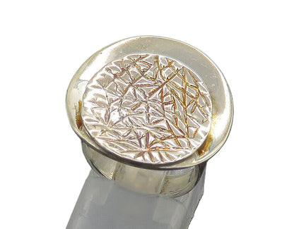 925 Sterling Silver  Vintage Shiny Etched Detail Round Band Ring Sz 6  RG20457