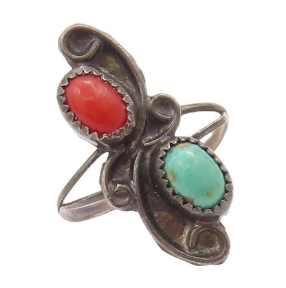 925 Sterling Silver Vintage Ring NAVAJO Two Tone Oval Carnelian  Sz 6.5  RG28544