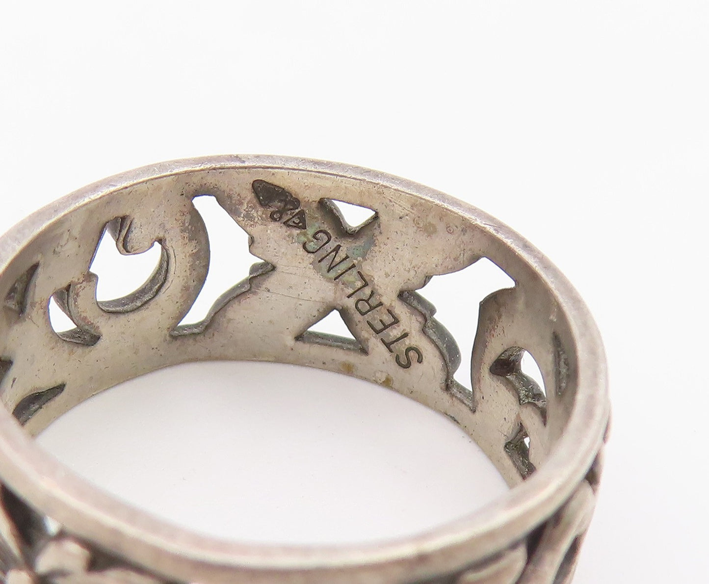 925 Sterling Silver Vintage Ring CLARK COOMBS Scrollwork Band  Sz 7  RG36466