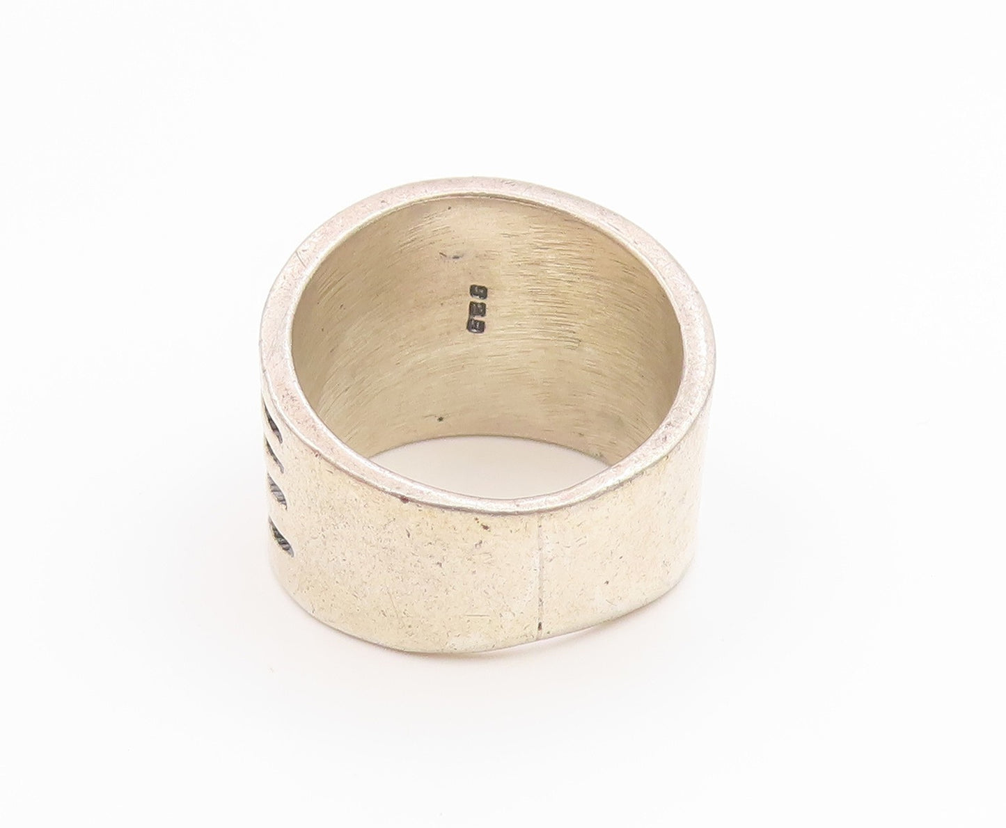 925 Sterling Silver Vintage Ring Modernist Wave Statement Band  Sz 8  RG36116