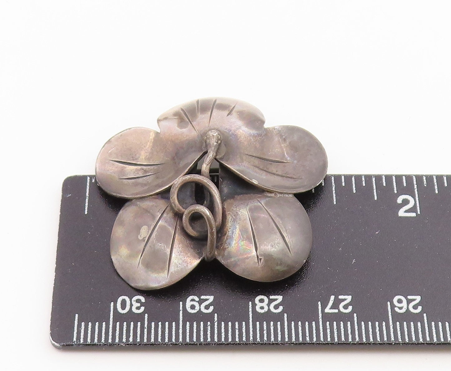 925 Sterling Silver Vintage Brooch Pin JOSEPH SKINGER Floral Petal  BP12659