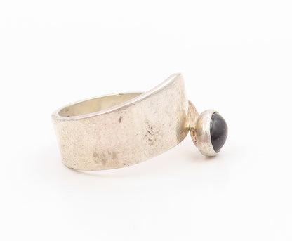 925 Sterling Silver Vintage Ring Cabochon Black Onyx Wrap Band  Sz 10.5  RG36053