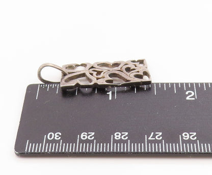 925 Sterling Silver Vintage Pendant Love Heart Cutout Geometric Frame  PT26287