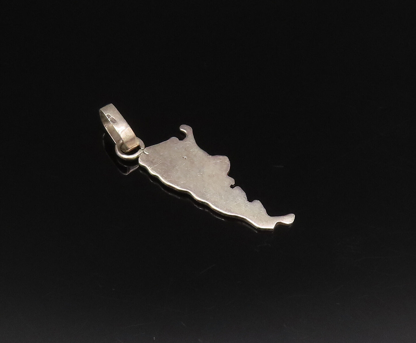 925 Sterling Silver  Vintage Minimalist Map Motif Drop Pendant  PT21293