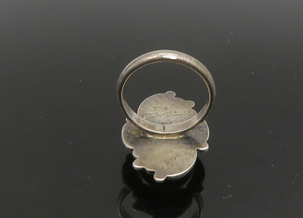 MEXICO 925 Silver  Vintage Cabochon Turquoise Swirl Band Ring Sz 7  RG22832
