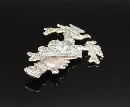 925 Silver  Vintage Antique Hand Holding Flower & Dove Birds Brooch Pin BP9573