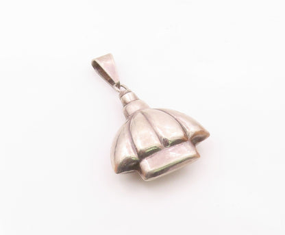 MEXICO 925 Silver  Vintage Scalloped Perfume Bottle Pendant (OPENS)  PT19635