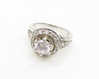 925 Sterling Silver  Sparkling Cubic Zirconia Dome Band Ring Sz 6  RG17367