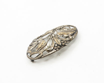 DANECRAFT 925 Silver  Vintage Dark Tone Floral Vine Motif Brooch Pin  BP7661