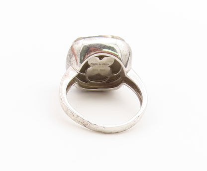 925 Sterling Silver Vintage Ring Drusy Quartz Geometric Band  Sz 8  RG36860