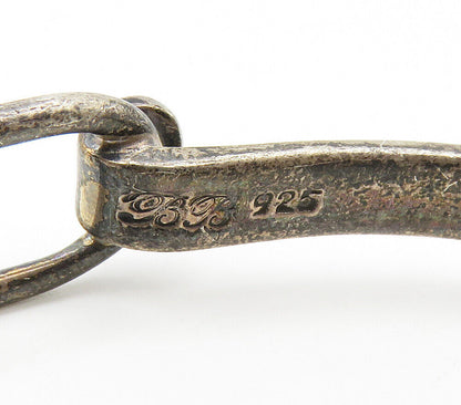 925 Sterling Silver  Vintage Etched Quote Hook Bangle Bracelet  BT6043