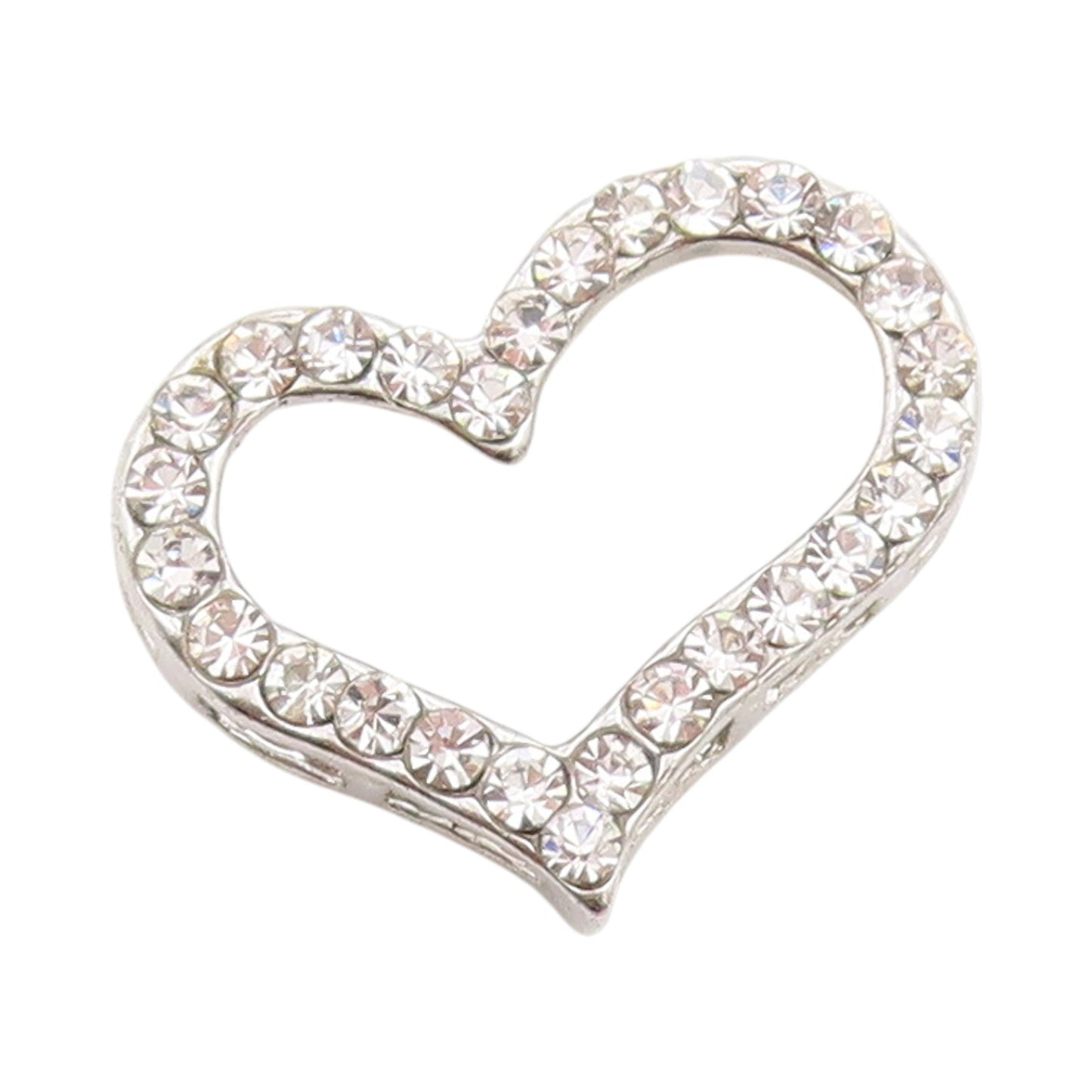 925 Sterling Silver Vintage Pendant Sparkling CZ Love Heart Outline  PT24959