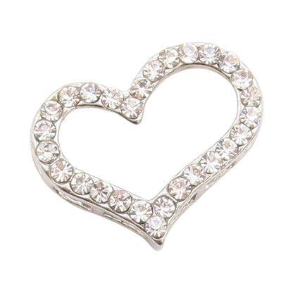 925 Sterling Silver Vintage Pendant Sparkling CZ Love Heart Outline  PT24959