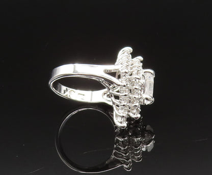 925 Silver  Vintage Diamond Shaped Cubic Zirconia Halo Ring Sz 7.5  RG25650