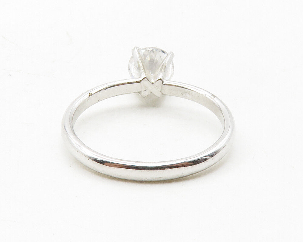 925 Sterling Silver  Prong Set Cubic Zirconia Solitaire Ring Sz 7  RG13655
